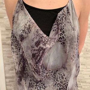 Shimmery silver chiffon with leopard print top
